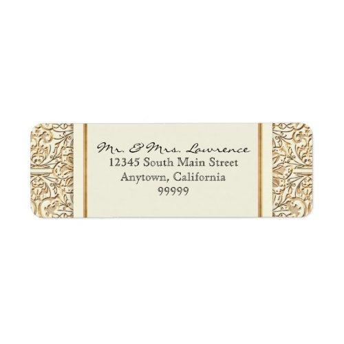 Art Deco Nouveau Faux Gold Floral Damask Lace Label