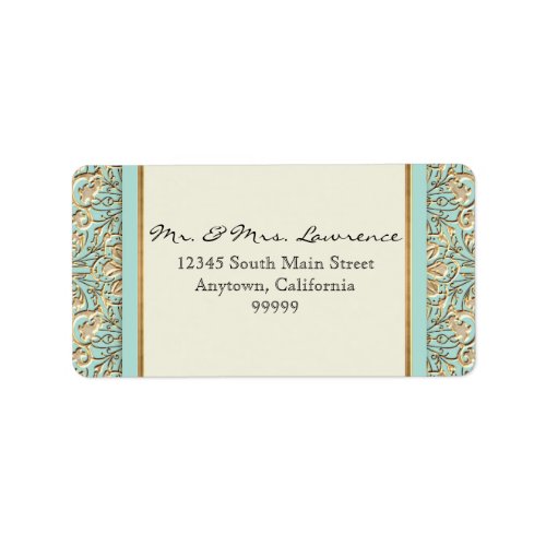 Art Deco Nouveau Faux Gold Floral Damask Lace Label