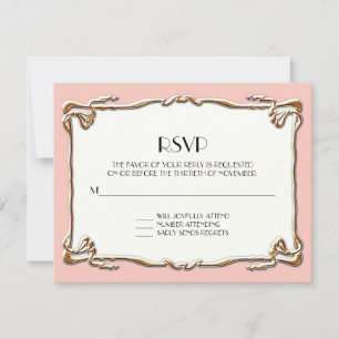 Art Deco Nouveau Gatsby Gold Formal Wedding RSVP Card
