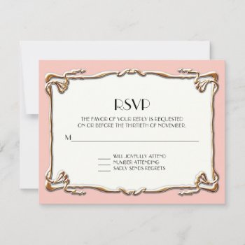 Art Deco Nouveau Gatsby Gold Formal Wedding Rsvp Card by ModernStylePaperie at Zazzle