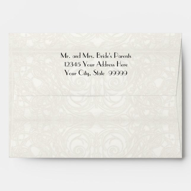 Art Deco Nouveau Gatsby Style Gold n Lace Look Envelope (Back (Top Flap))