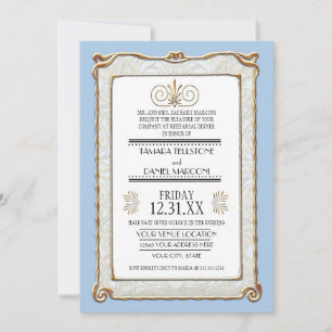 Art Deco Nouveau Gatsby Style Gold n Lace Look Invitation