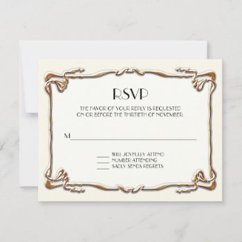 Art Deco Nouveau Gatsby Style Gold N Lace Look Rsvp Card by ModernStylePaperie at Zazzle