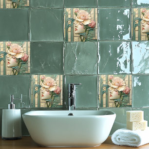 Art Deco Nouveau Lovely Lady Ceramic Tile