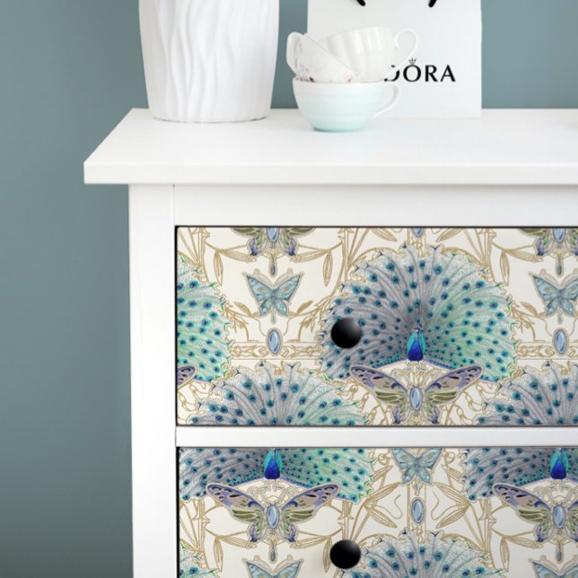 Art Deco Nouveau Peacock Butterfly Gold Decoupage  Tissue Paper (Creator Uploaded)