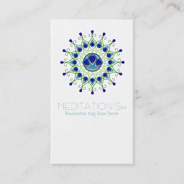 Art Deco Nouveau Peacock Feather Modern Business Business Card (Front)