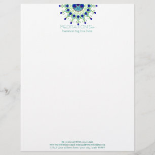 Art Deco Nouveau Peacock Feather Modern Business Letterhead