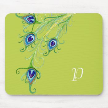 Art Deco Nouveau Style Peacock Feathers Swirl Mouse Pad by ModernStylePaperie at Zazzle