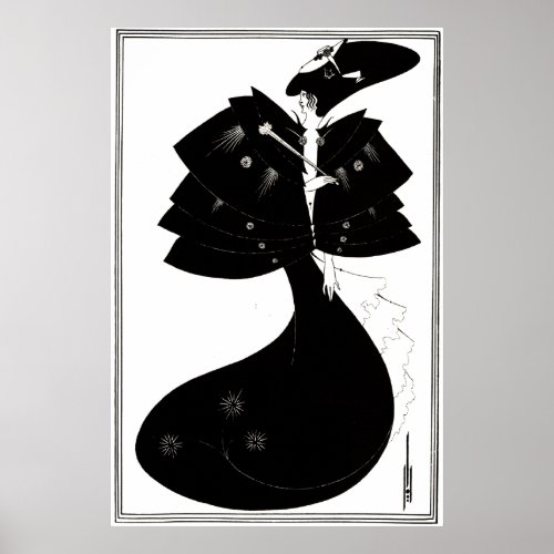Art DecoNouveau  The Black Cape by Beardsley Poster