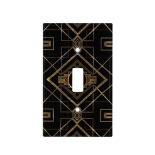 Art deco, nouveau,vintage,black,gold,chic,elegant, light switch cover