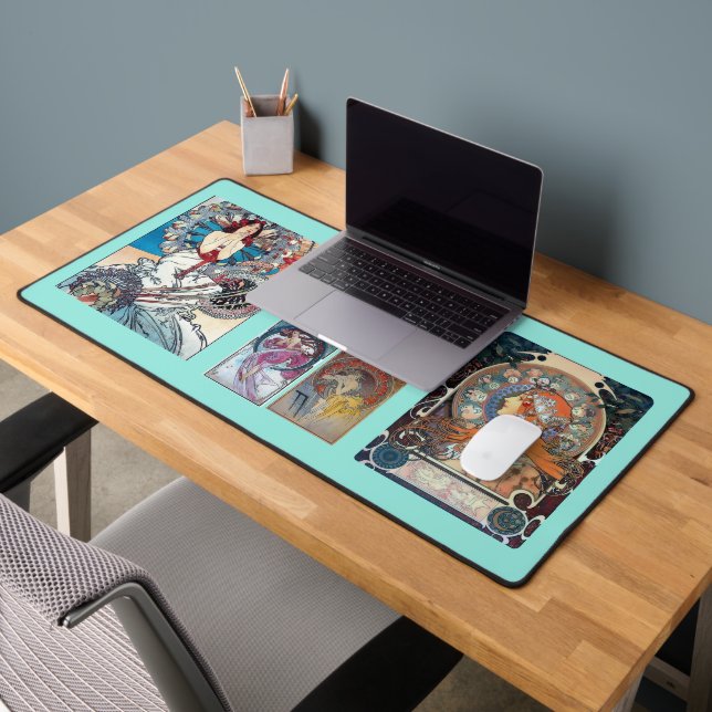 art deco nouveau women Mucha desk mat (Office 2)