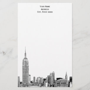 Art Deco NYC Skyline Etched 01 Stationery