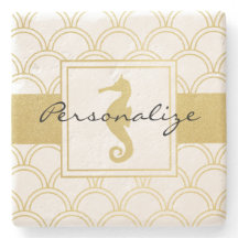 Art Deco Ocean Wave Gold Seahorse Beach House