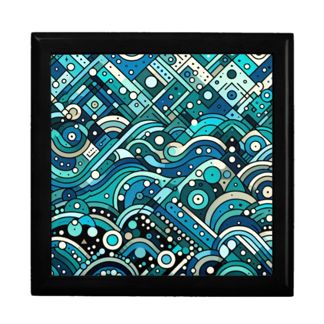 “Art Deco Ocean Waves” Keepsake Jewelry Gift Box (Front)