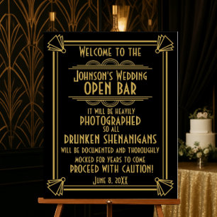 ART Deco Open bar sign for 1920's Gatsby Party