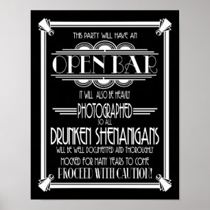 Art Deco Open Bar white B/G colour change Poster