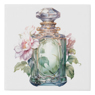 Art Deco Opulence perfume bottle green Faux Canvas Print