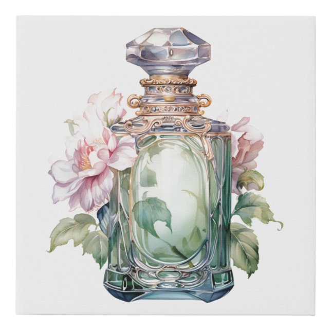 Art Deco Opulence perfume bottle green Faux Canvas Print (Front)