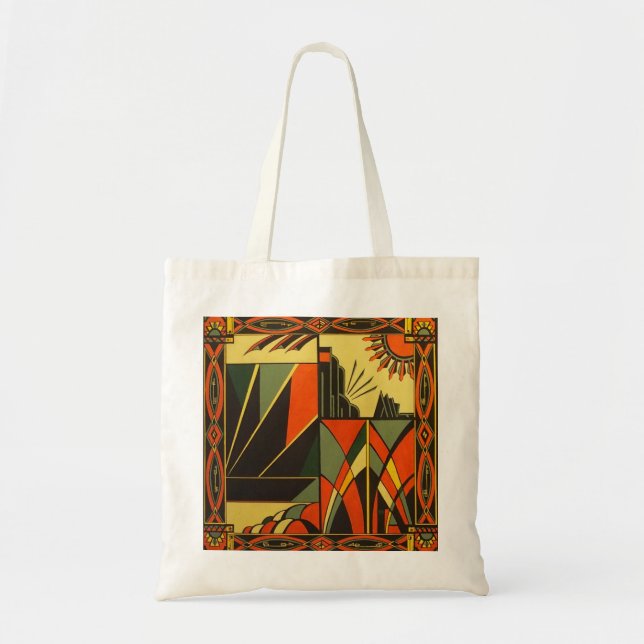 Art Deco Orange retro funky tote bag (Front)