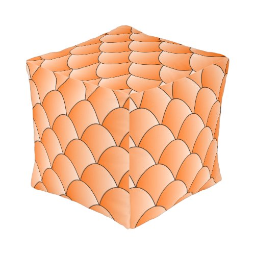 Art Deco Orange Scales Design Pouf