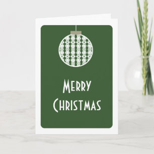 Art Deco Ornament Christmas Card, Holly Green Holiday Card