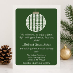 Art Deco Ornament Christmas Party   Green Invitation
