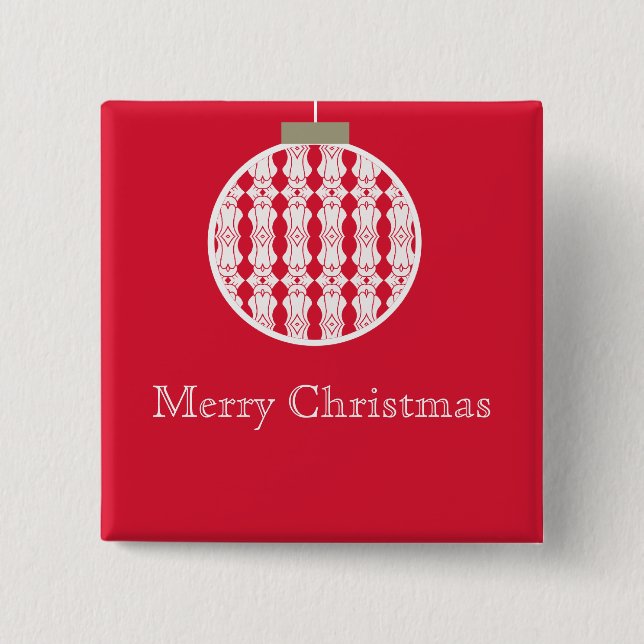 Art Deco Ornament Holday Button, Red Button (Front)