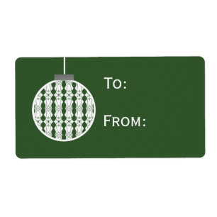 Art Deco Ornament Holiday Gift Tags, Holly Green Label