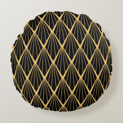 Art Deco Ornament Seamless Pattern Round Pillow