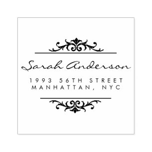 Art Deco Ornament & Stylish Script Return Address Rubber Stamp