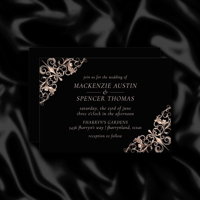 Art Deco Ornamental | Black Copper Nouveau Wedding Invitation (Creator Uploaded)