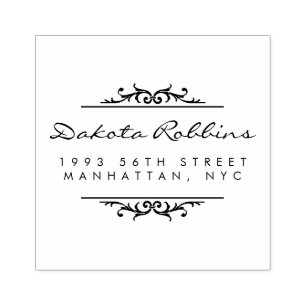 Art Deco Ornaments & Calligraphy Return Address Rubber Stamp
