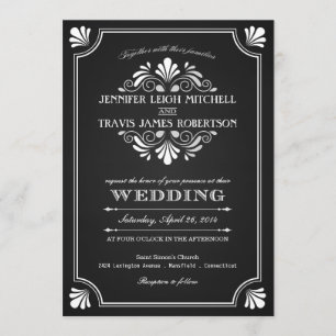 Art Deco Ornate Chalkboard Wedding Invitations