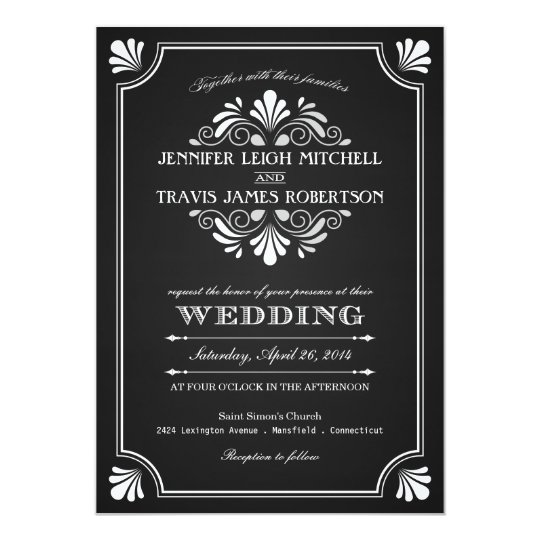 Art Deco Ornate Chalkboard Wedding Invitations Art Deco Ornate Chalkboard Wedding Invitations