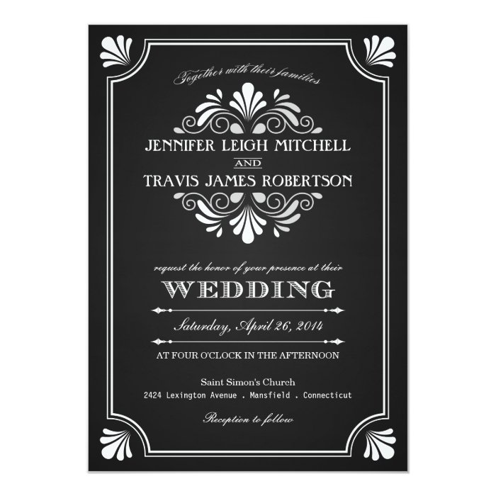 Art Deco Ornate Chalkboard Wedding Invitations Zazzle