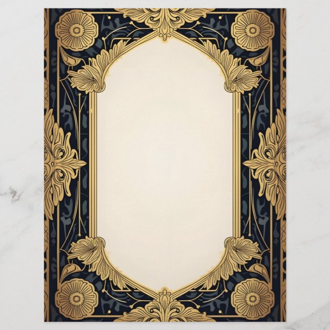 Art Deco Ornate Floral Frame Letterhead (Front)