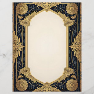 Art Deco Ornate Floral Frame Stationery Paper