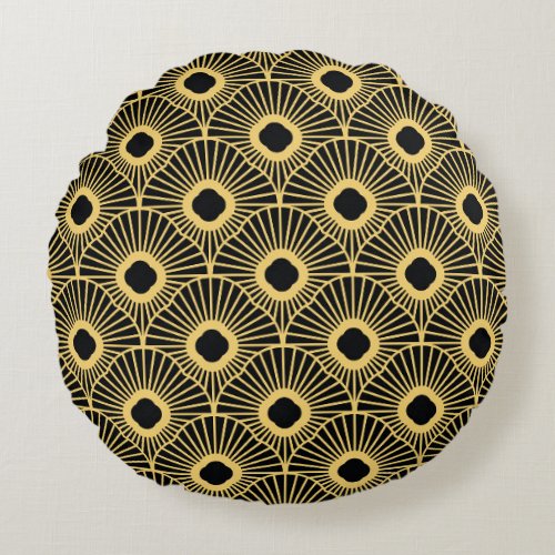 Art Deco Ornate Seamless Pattern Round Pillow