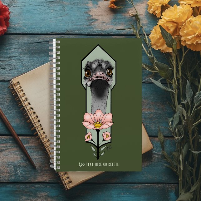 Art Deco Ostrich Flowers Green Notebook (Creator Uploaded)