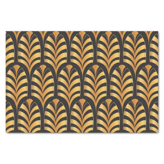 Art Deco Palms black and gold feather Tissue Paper | Zazzle.com