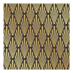 Art Deco Palms: Black Gold. Faux Canvas Print