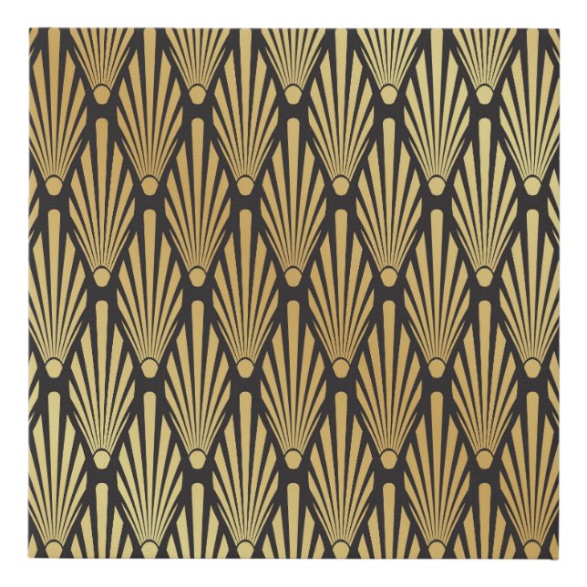 Art Deco Palms: Black Gold. Faux Canvas Print (Front)