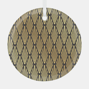 Art Deco Palms: Black Gold. Glass Ornament