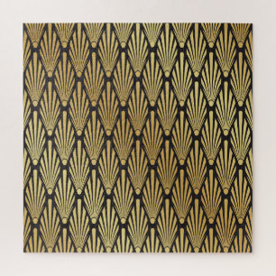 Art Deco Palms: Black Gold. Jigsaw Puzzle