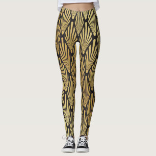 Art Deco Palms: Black Gold. Leggings