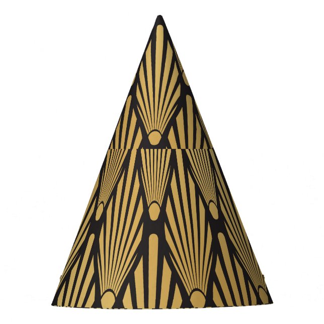 Art Deco Palms: Black Gold. Party Hat (Front)