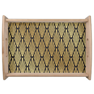 Art Deco Palms: Black Gold. Serving Tray