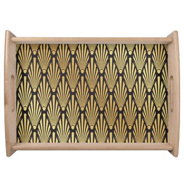 Art Deco Palms: Black Gold. Serving Tray (Front)