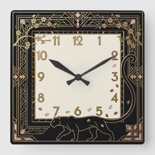 Art Deco Pantera Square Wall Clock