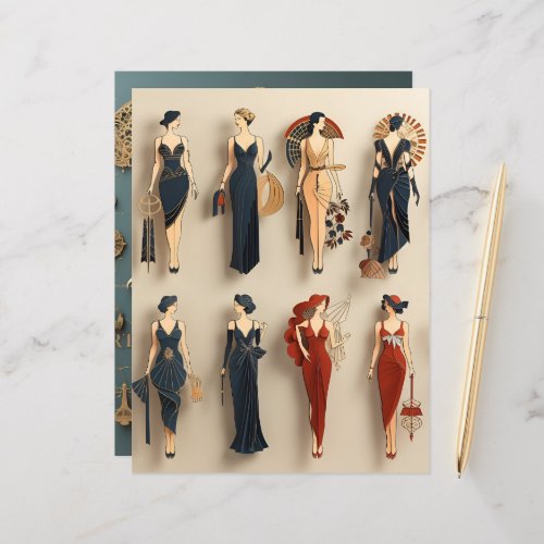 Art Deco Paper Dolls Scrapbook Paper